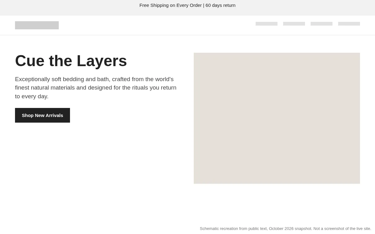Parachute first screen, recreated from the October 2026 snapshot. Headline: Cue the Layers